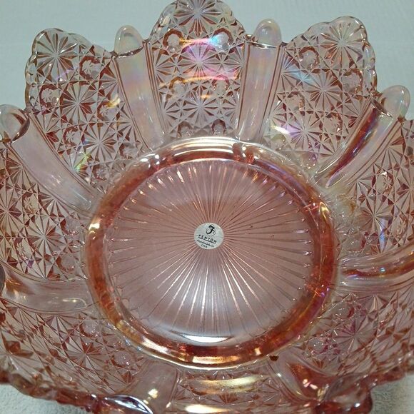 Vintage Fenton Pink Iridescent Daisy & Button Glass Covered Dish 10" × 9"in - Picture 14 of 16